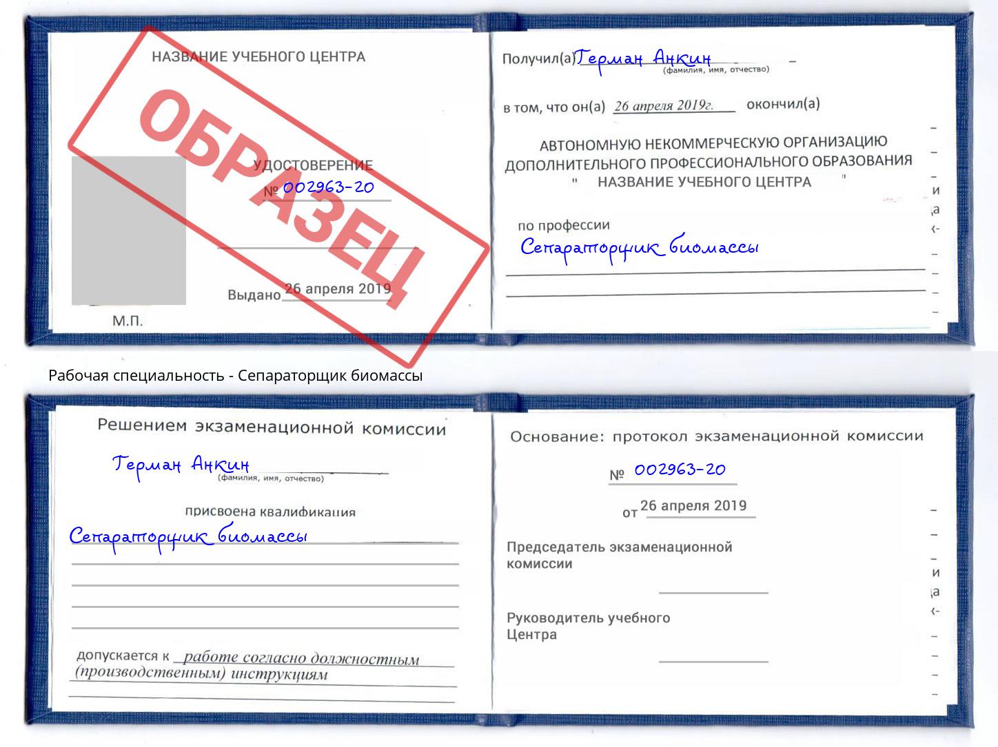 Сепараторщик биомассы Кулебаки