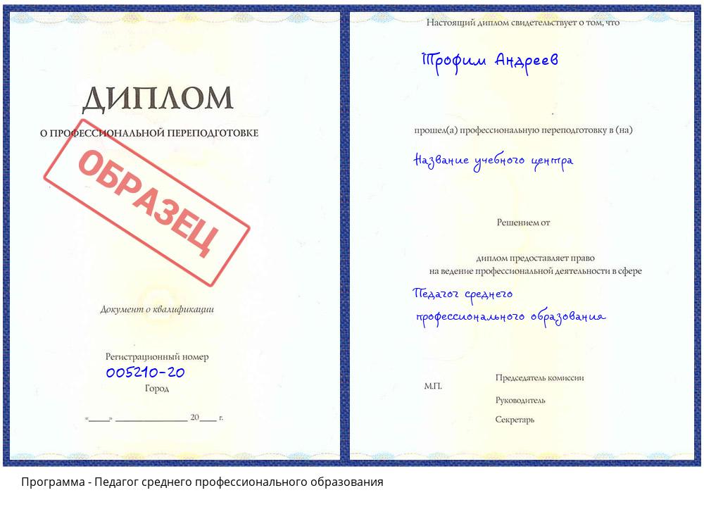 Педагог среднего профессионального образования Кулебаки