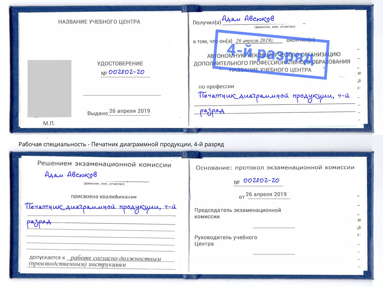корочка 4-й разряд Печатник диаграммной продукции Кулебаки