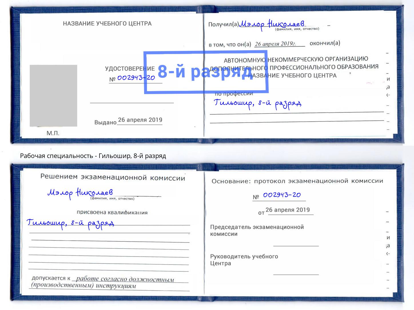 корочка 8-й разряд Гильошир Кулебаки