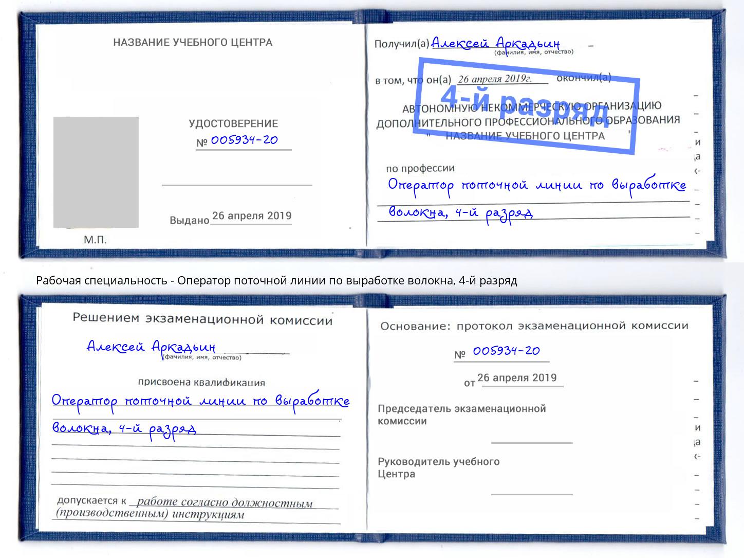 корочка 4-й разряд Оператор поточной линии по выработке волокна Кулебаки